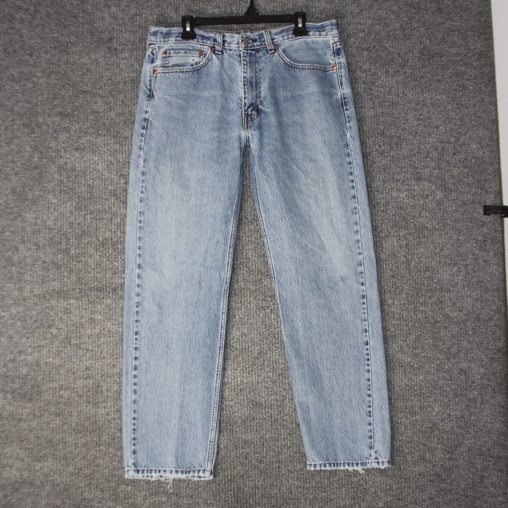 Levis 505 Straight Leg Jeans Mens 36 Light Wash Blue Denim‎ Distressed Utility